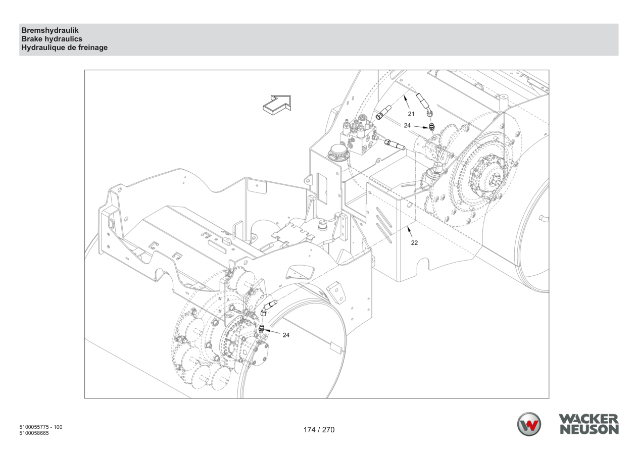 Wacker Neuson RD18-100 Roller Brake hydraulics parts diagram
