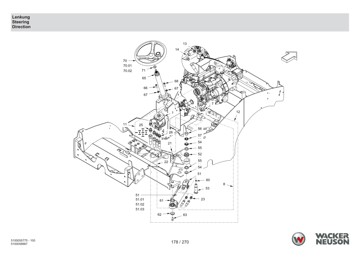 Wacker Neuson RD18-100 Roller Steering parts diagram