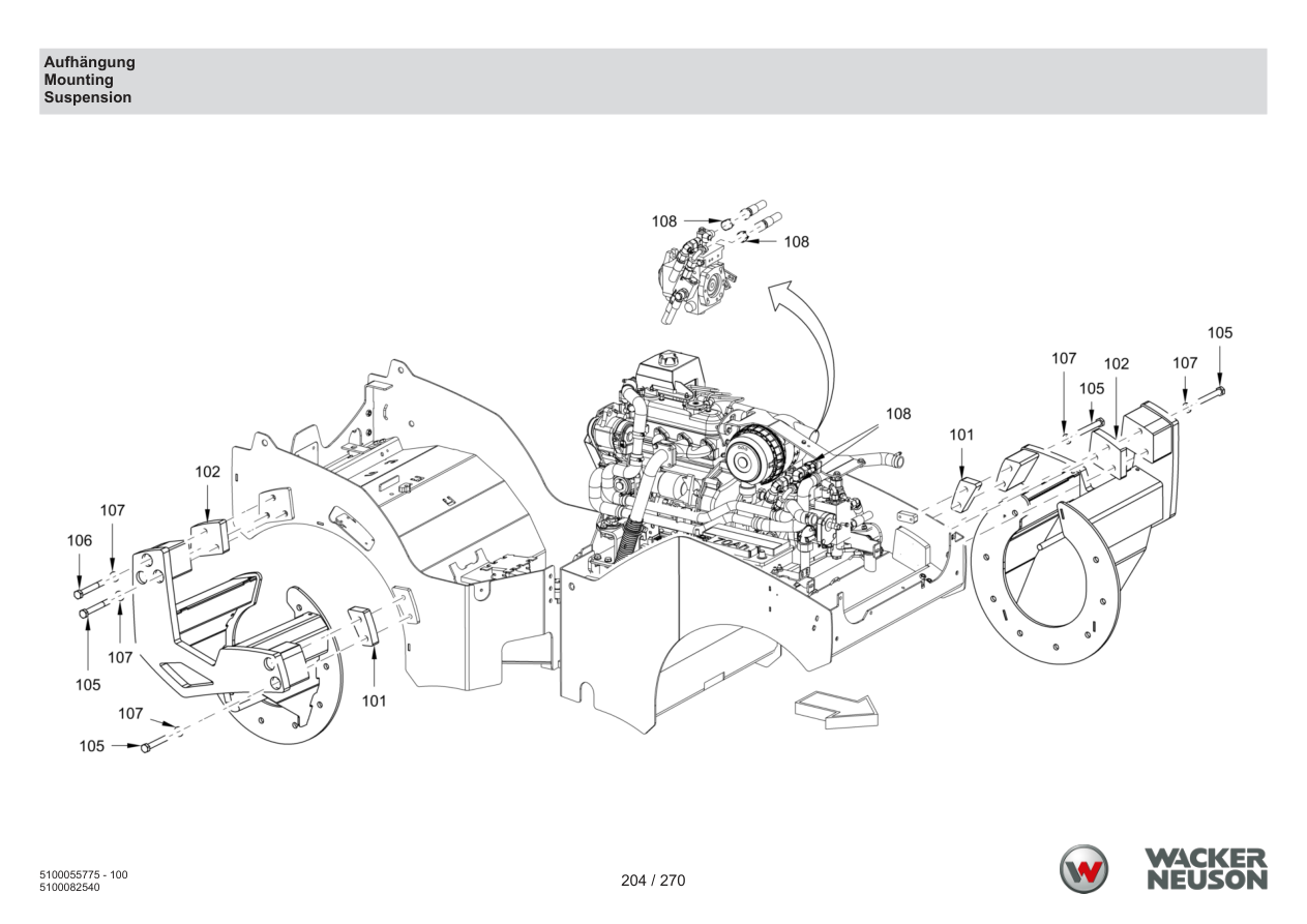 Wacker Neuson RD18-100 Roller Mounting parts diagram