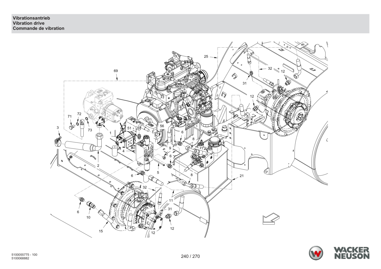 Wacker Neuson RD18-100 Roller Vibration drive parts diagram