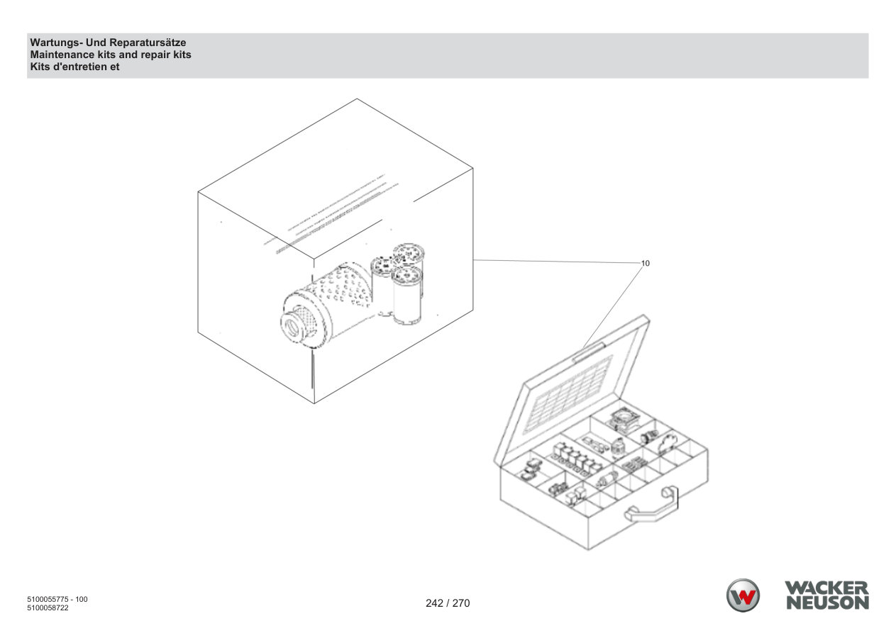 Wacker Neuson RD18-100 Roller Maintenance kits and repair kits parts diagram
