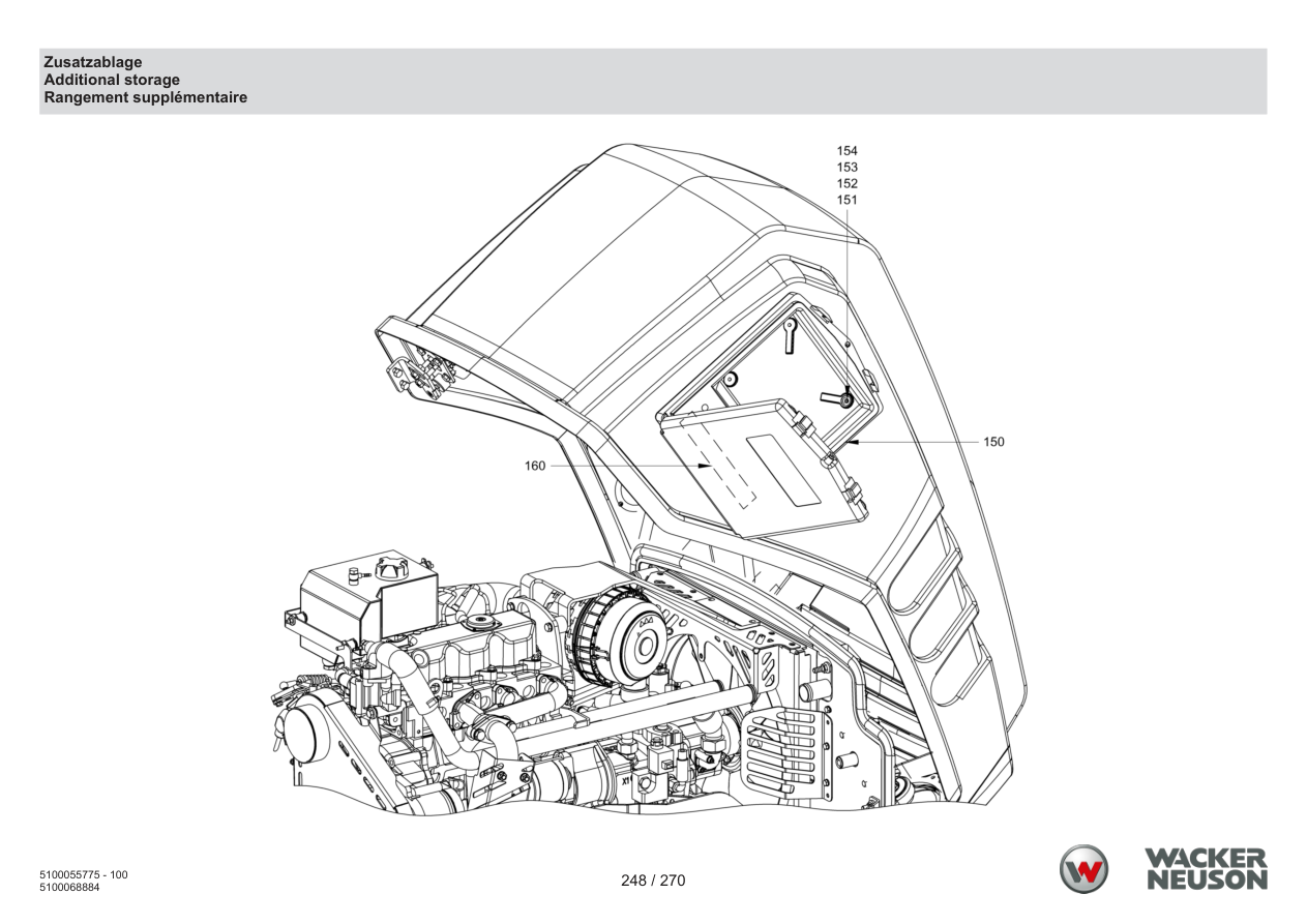 Wacker Neuson RD18-100 Roller Additional storage tray parts diagram