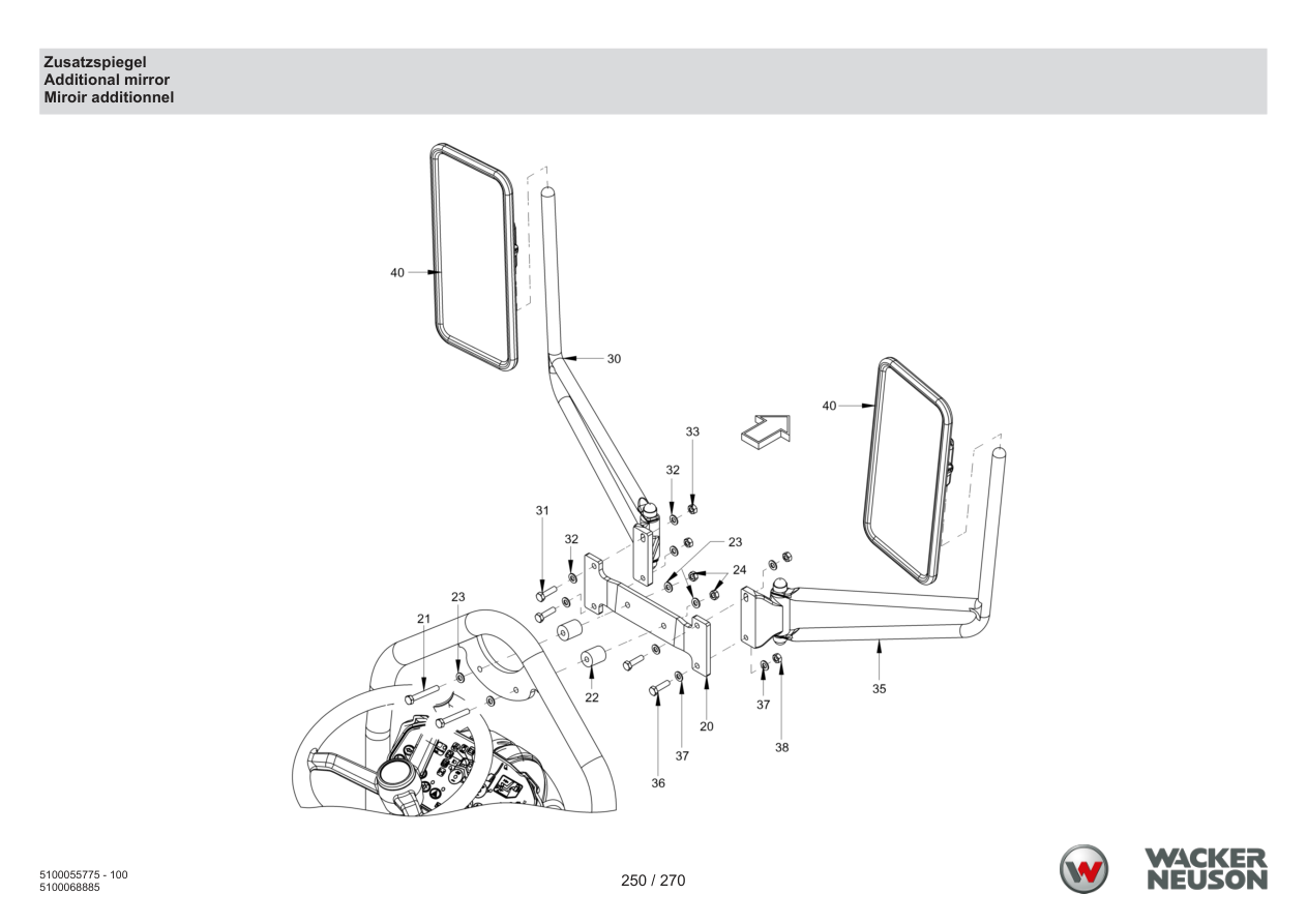 Wacker Neuson RD18-100 Roller Additional mirror parts diagram