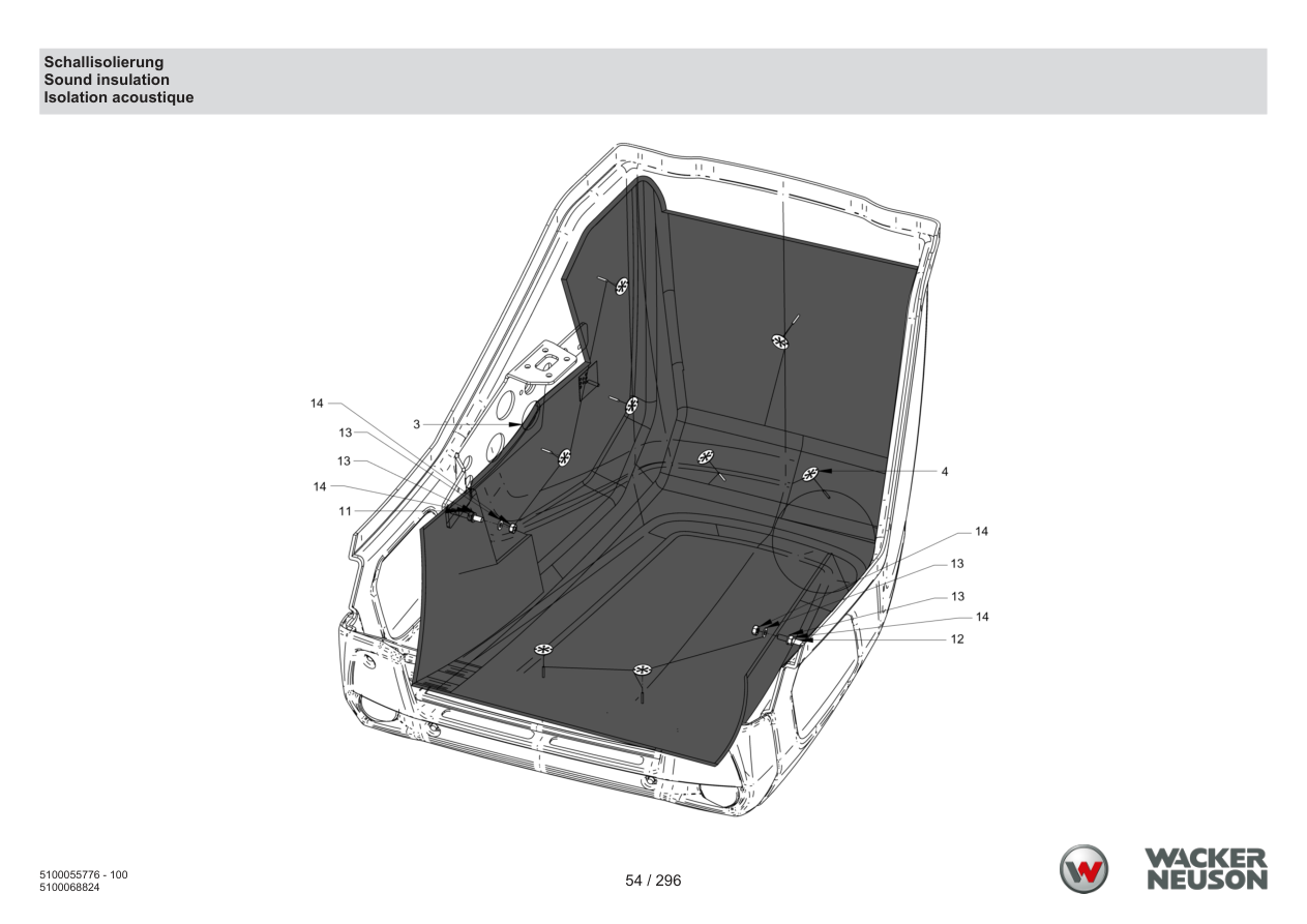 Wacker Neuson RD18-100 Roller Sound insulation parts diagram