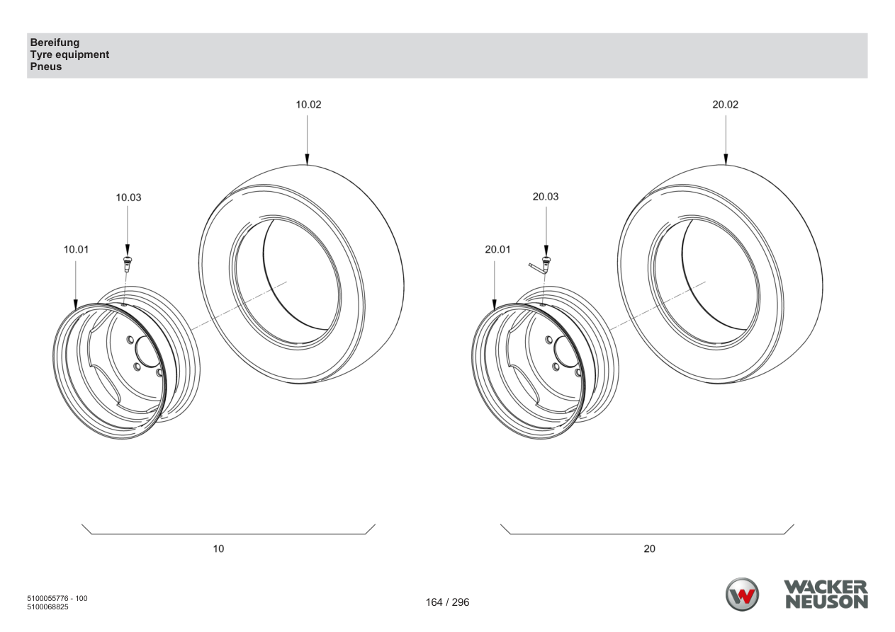 Wacker Neuson RD18-100 Roller Tires parts diagram