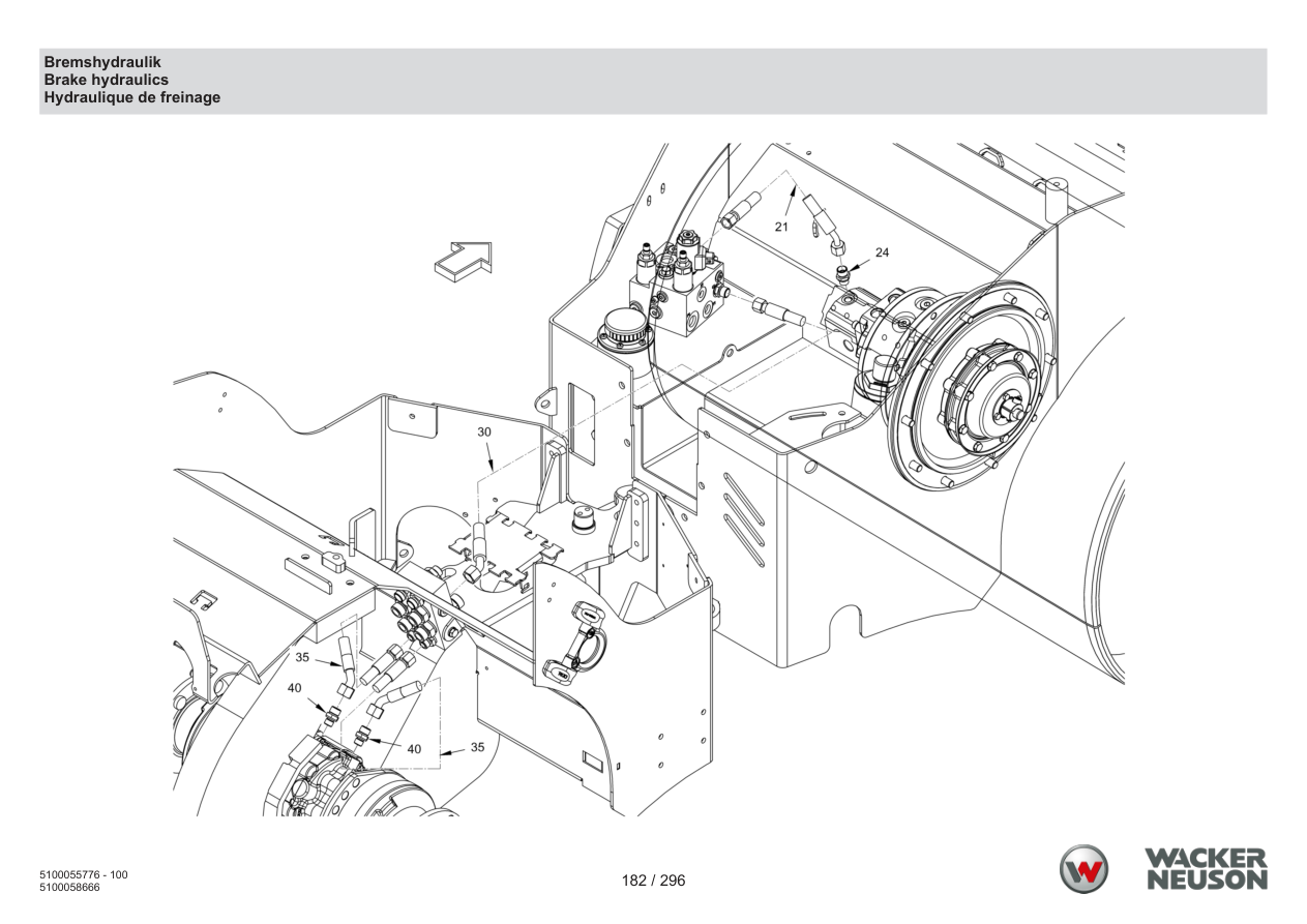 Wacker Neuson RD18-100 Roller Brake hydraulics parts diagram