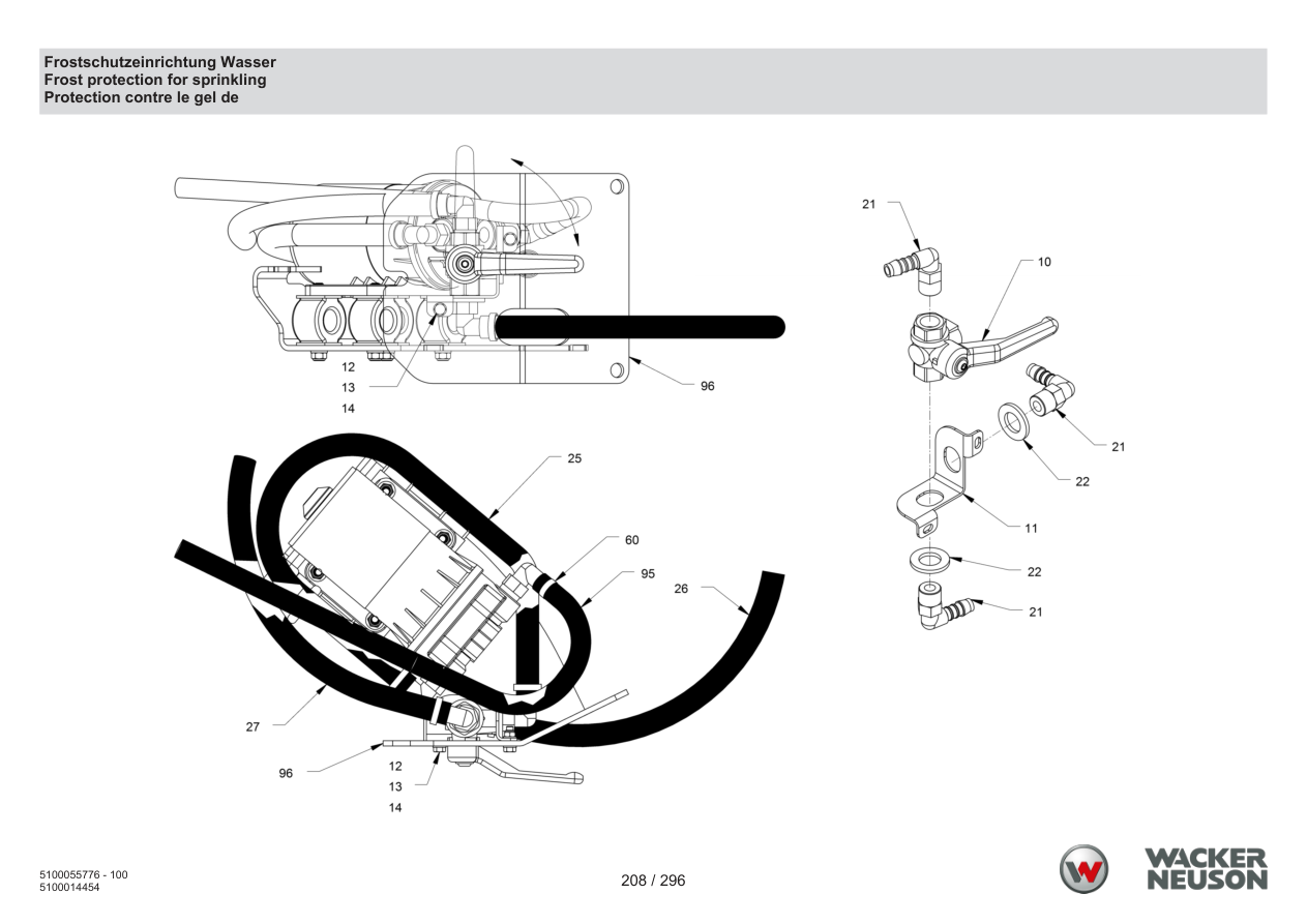 Wacker Neuson RD18-100 Roller Frost protection for sprinkling parts diagram