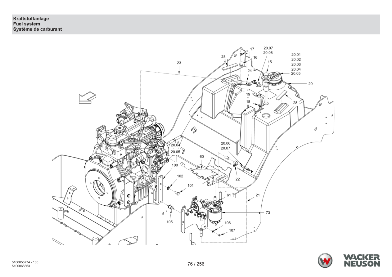 Wacker Neuson RD18-80 Roller Fuel system parts diagram