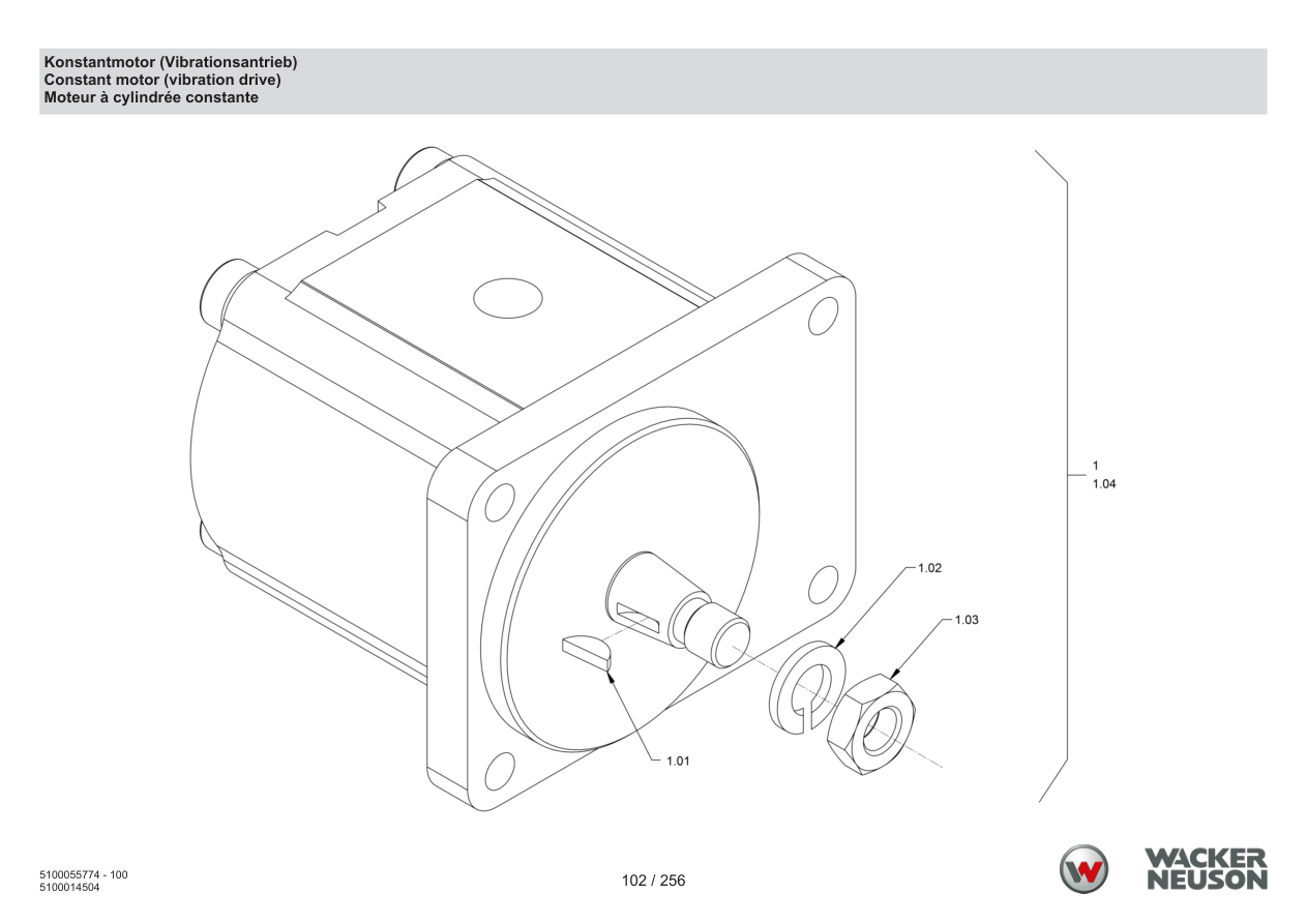 Wacker Neuson RD18-80 Roller Constant motor (vibration drive) parts diagram