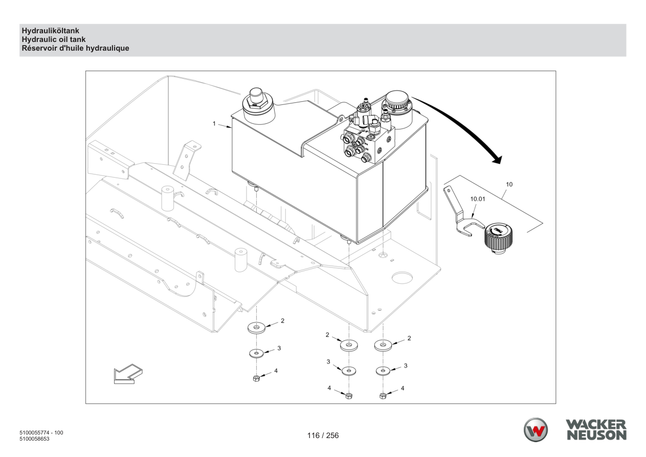 Wacker Neuson RD18-80 Roller Hydraulic oil tank parts diagram