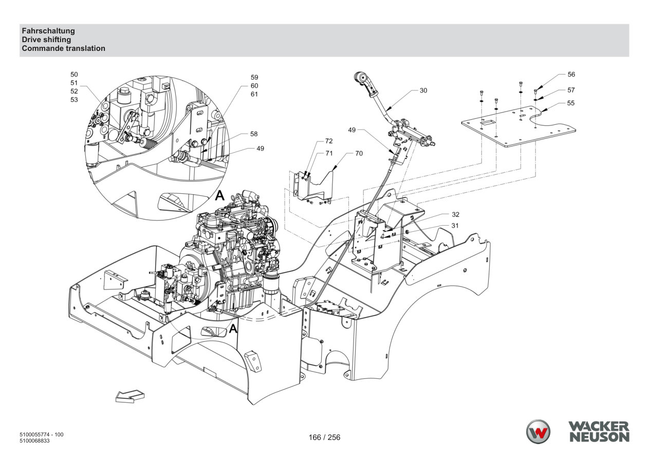 Wacker Neuson RD18-80 Roller Drive shifting parts diagram