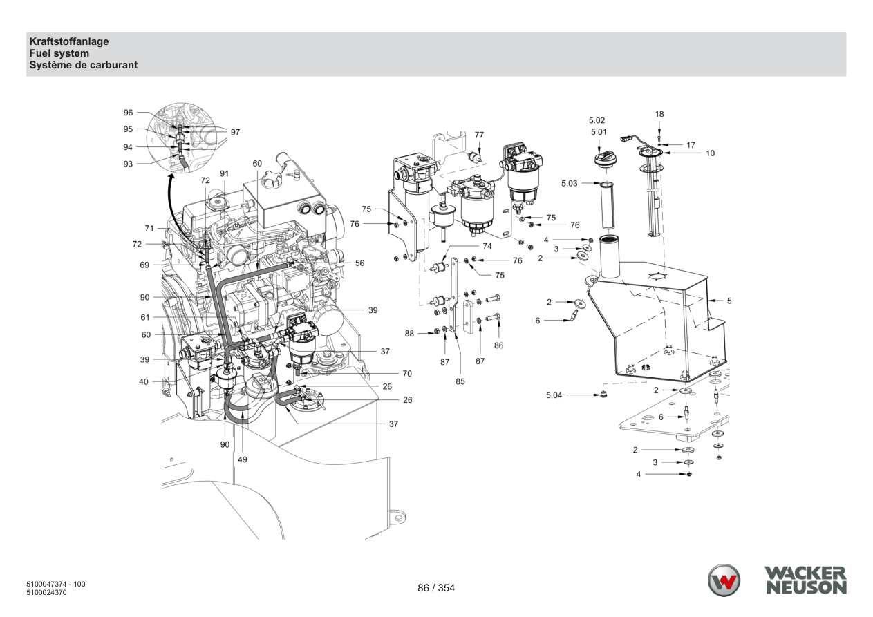 Wacker Neuson RD24-100 Roller Fuel system parts diagram