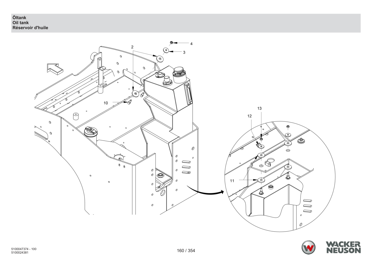 Wacker Neuson RD24-100 Roller Oil tank parts diagram