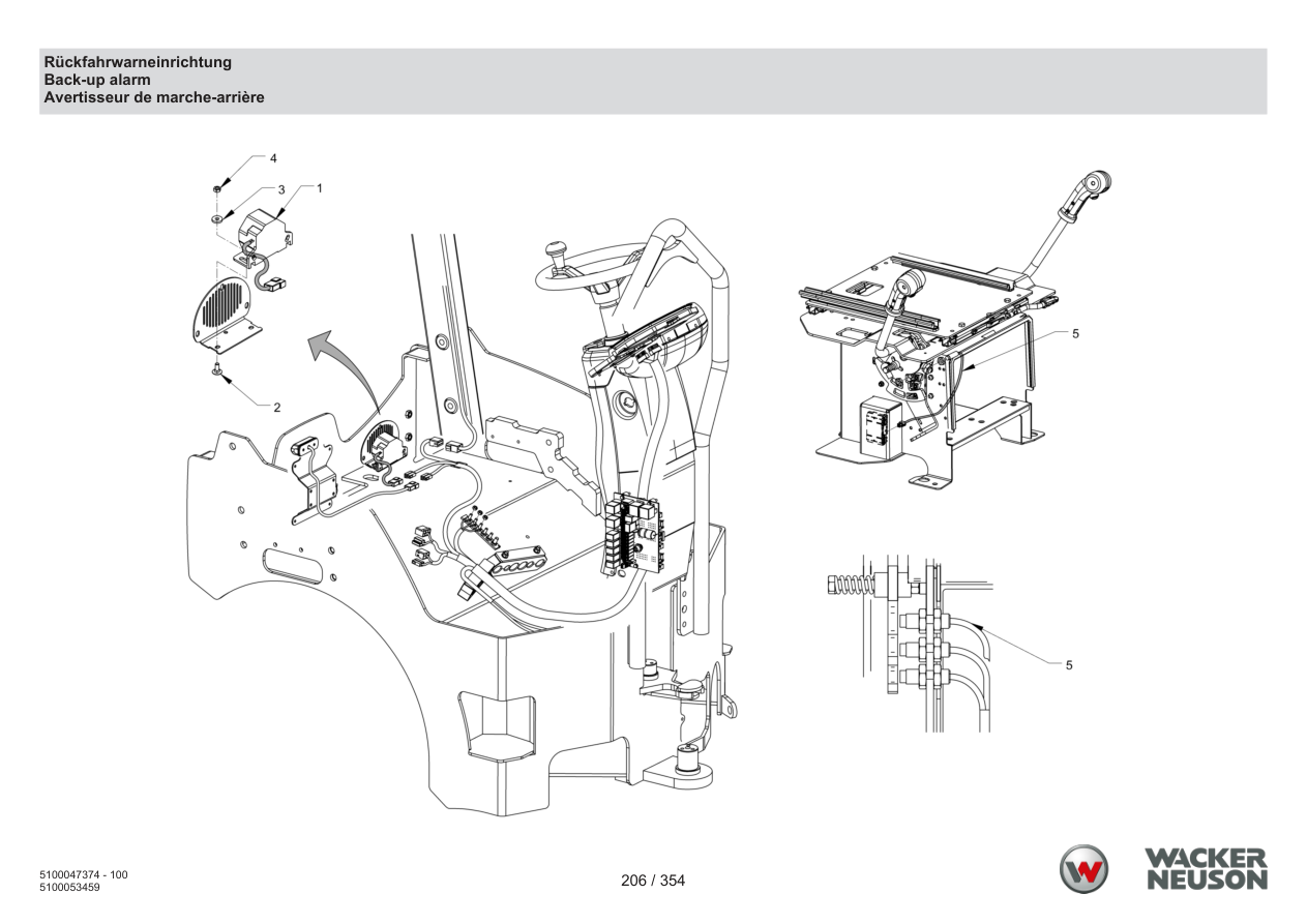 Wacker Neuson RD24-100 Roller Back-up alarm parts diagram