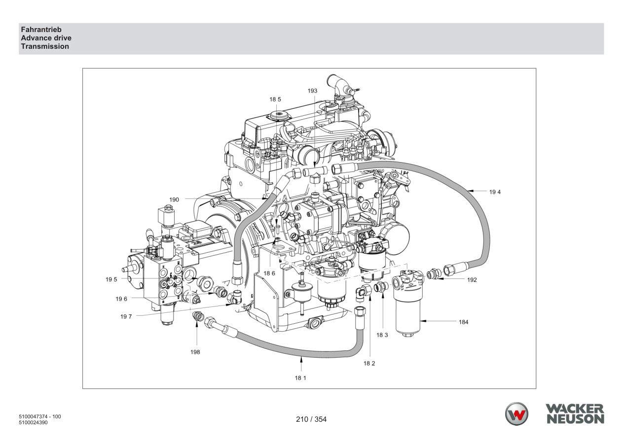 Wacker Neuson RD24-100 Roller Advance drive parts diagram