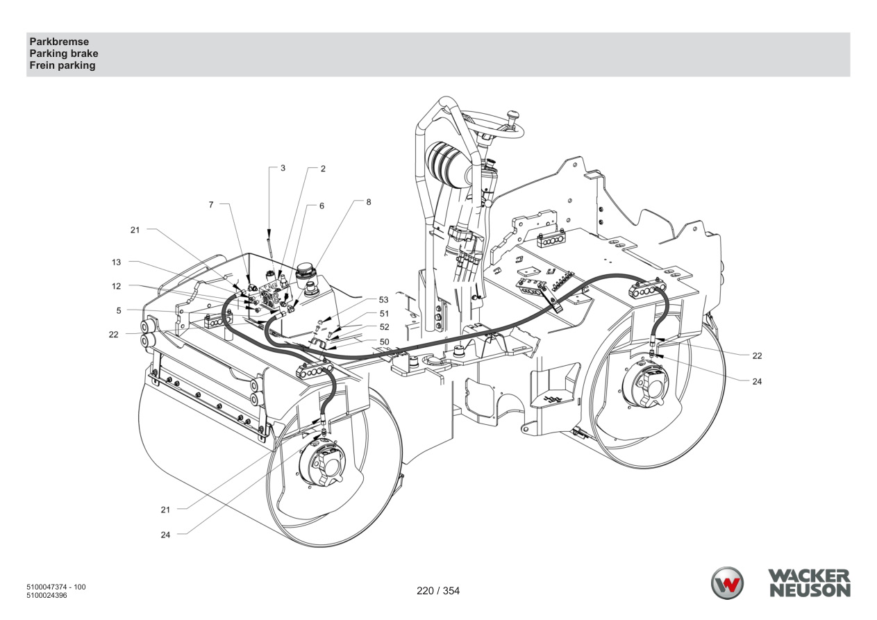 Wacker Neuson RD24-100 Roller Parking brake parts diagram