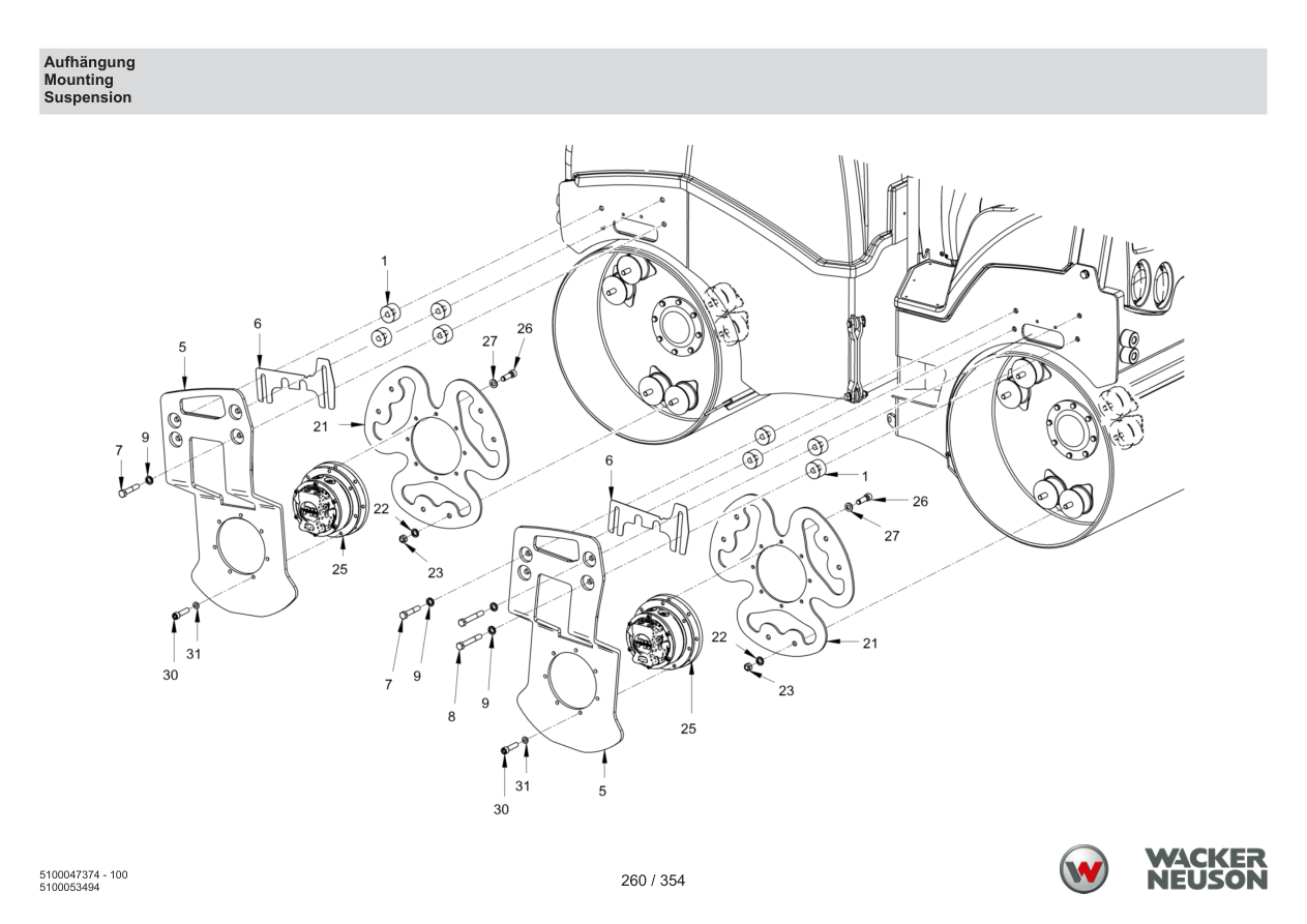 Wacker Neuson RD24-100 Roller Mounting parts diagram