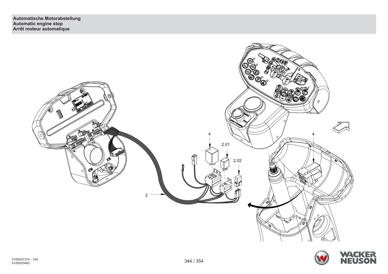 Wacker Neuson RD24-100 Roller Automatic engine shutdown parts diagram