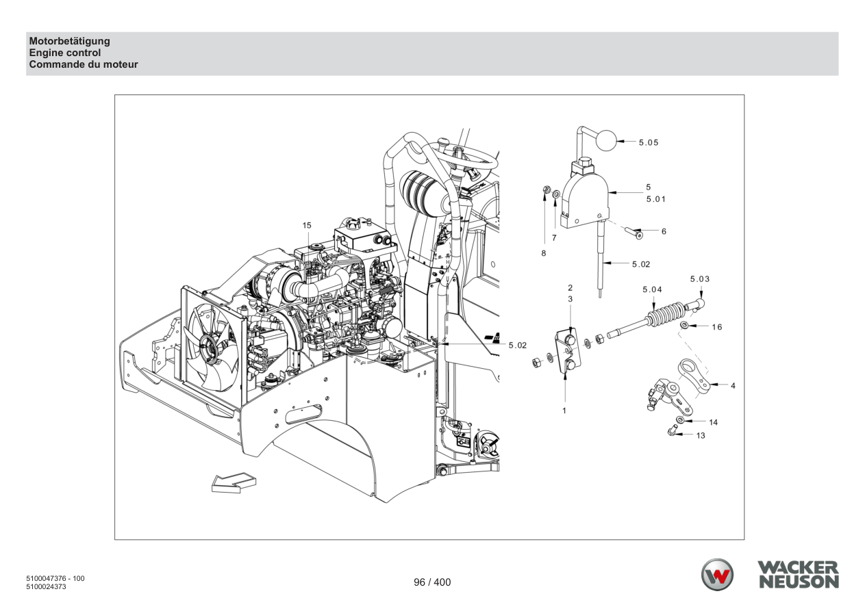 Wacker Neuson RD24-100 Roller Engine control parts diagram