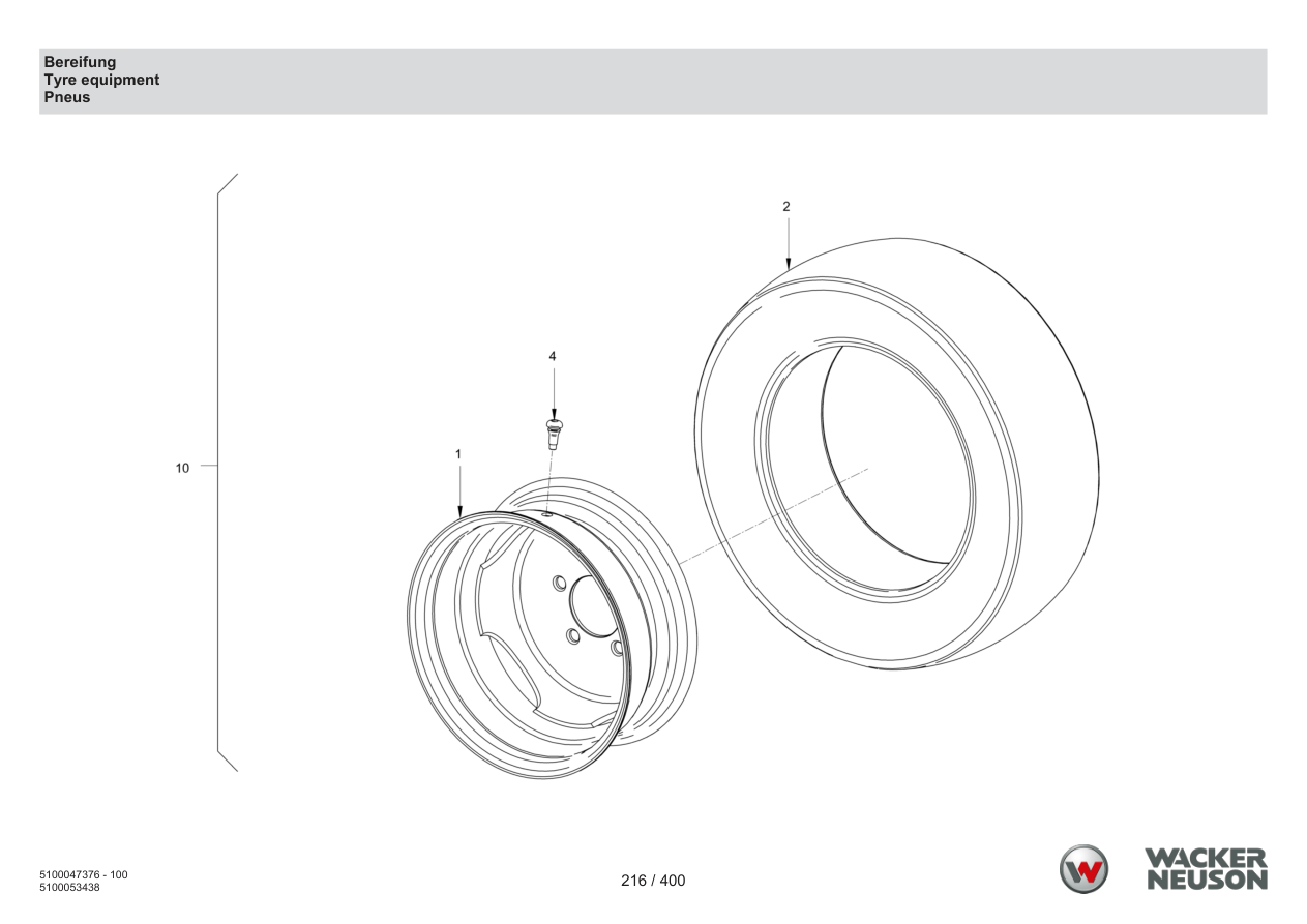 Wacker Neuson RD24-100 Roller Tires parts diagram