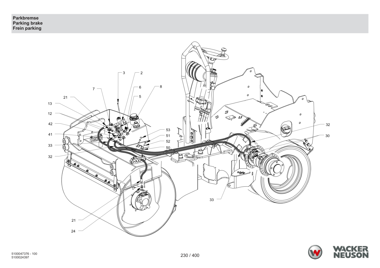 Wacker Neuson RD24-100 Roller Parking brake parts diagram