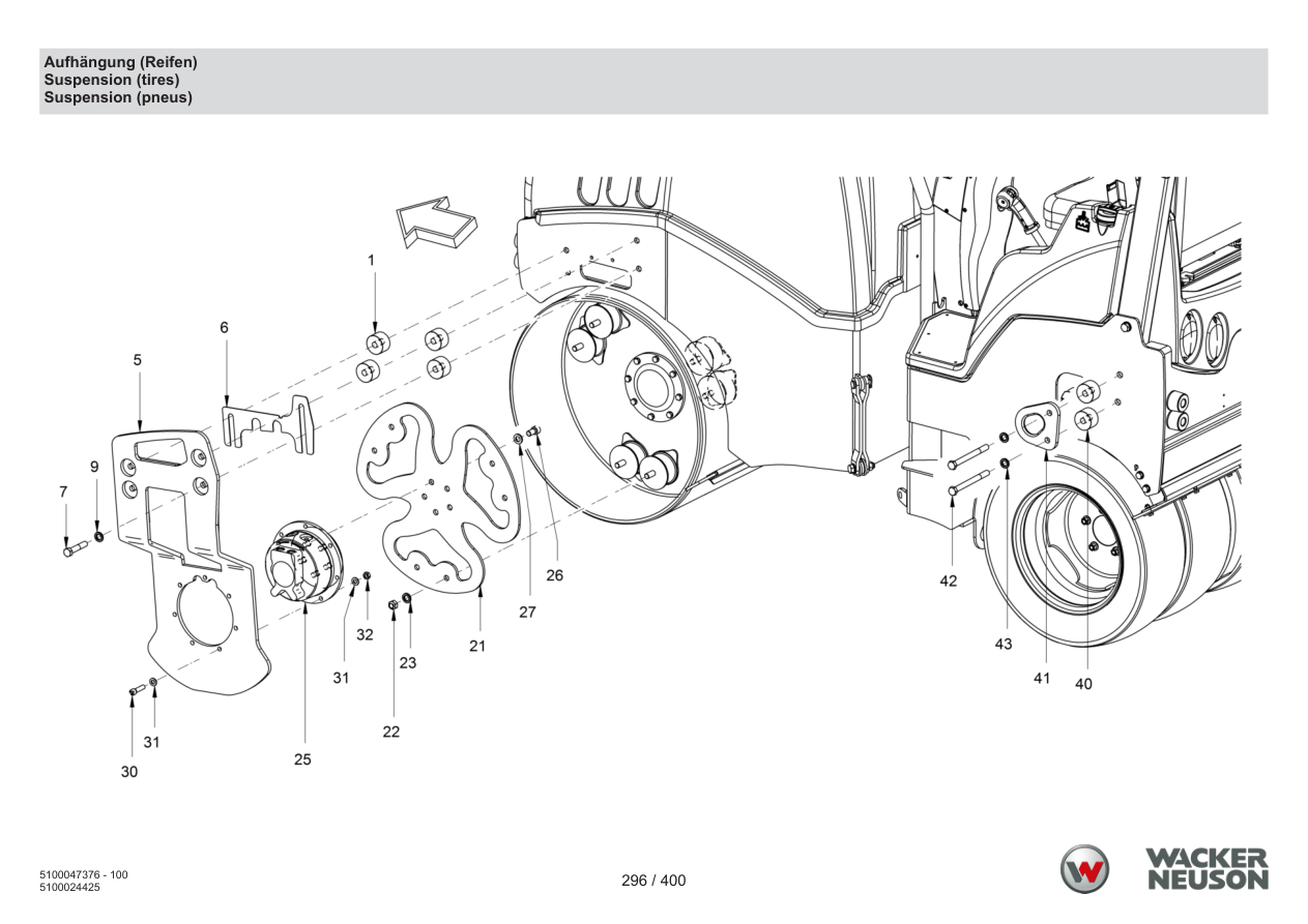 Wacker Neuson RD24-100 Roller Suspension (tires) parts diagram