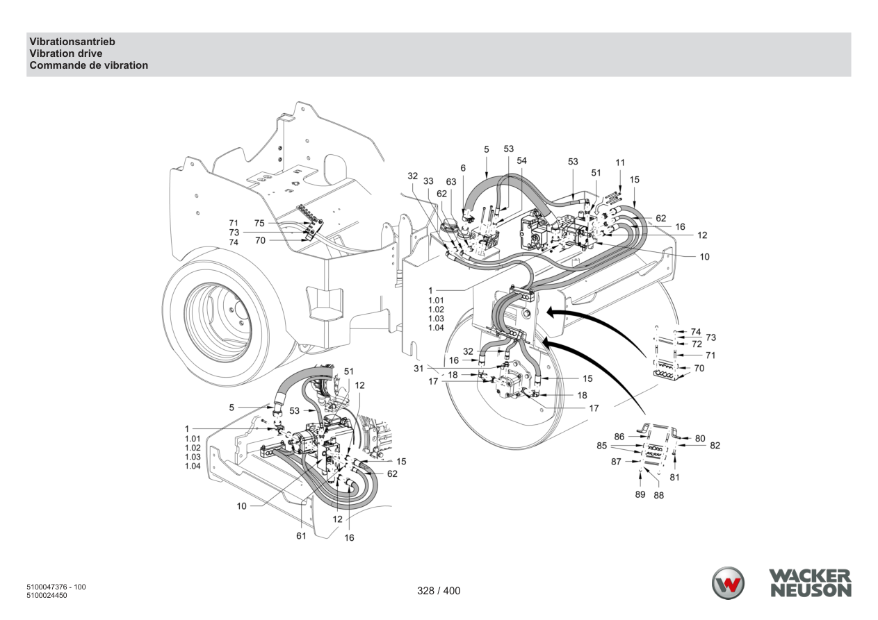 Wacker Neuson RD24-100 Roller Vibration drive parts diagram