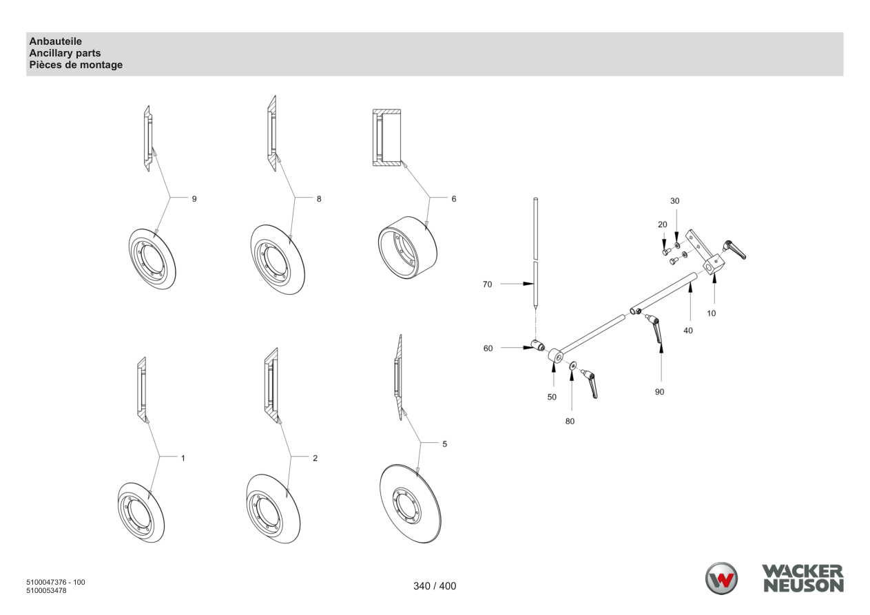 Wacker Neuson RD24-100 Roller Attachments parts diagram
