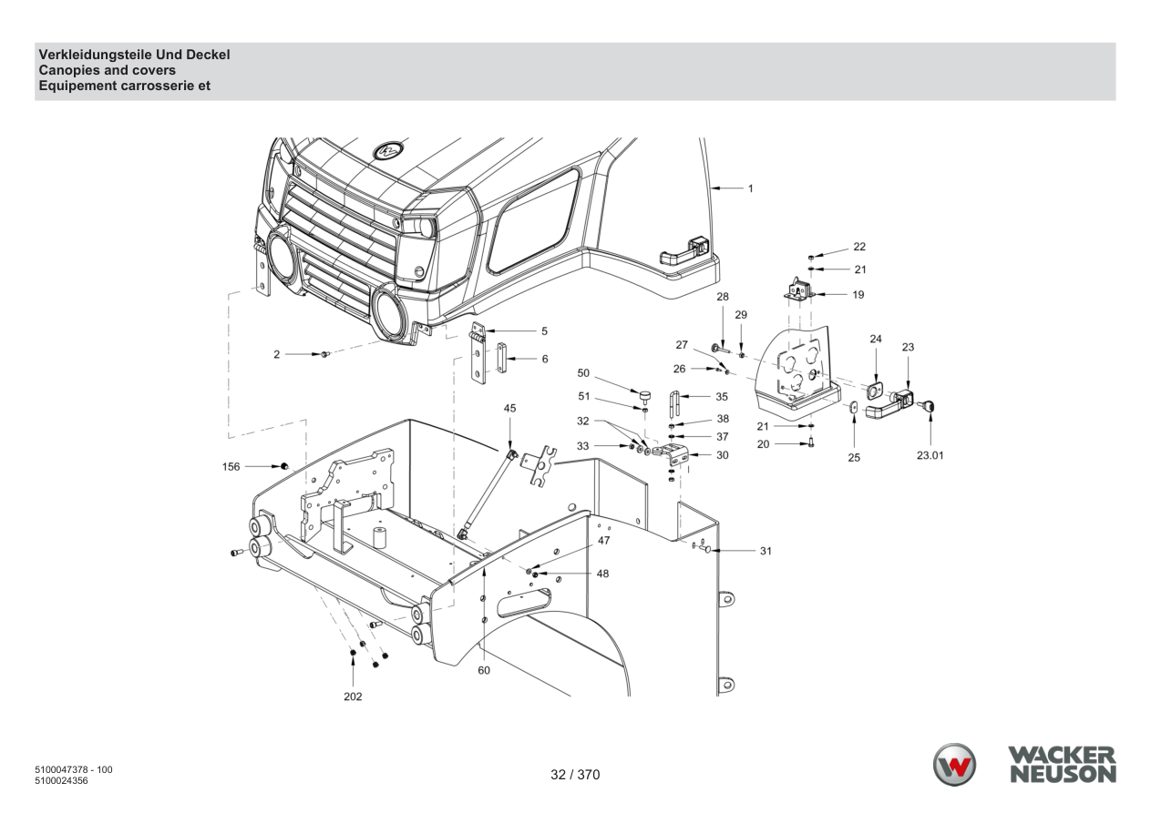 Wacker Neuson RD24-100 Roller Canopies and covers parts diagram