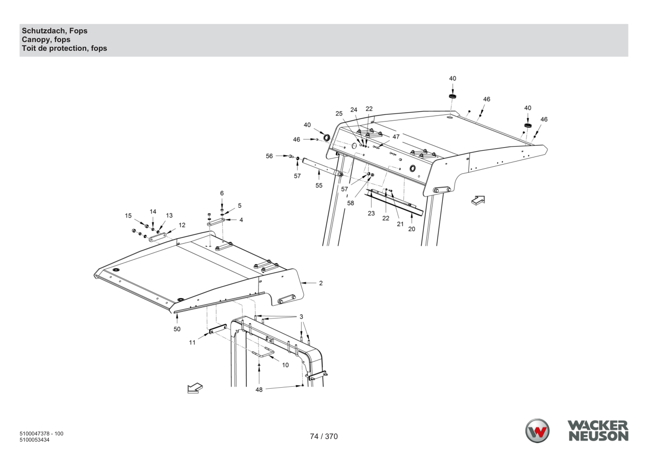 Wacker Neuson RD24-100 Roller Canopy, fops parts diagram
