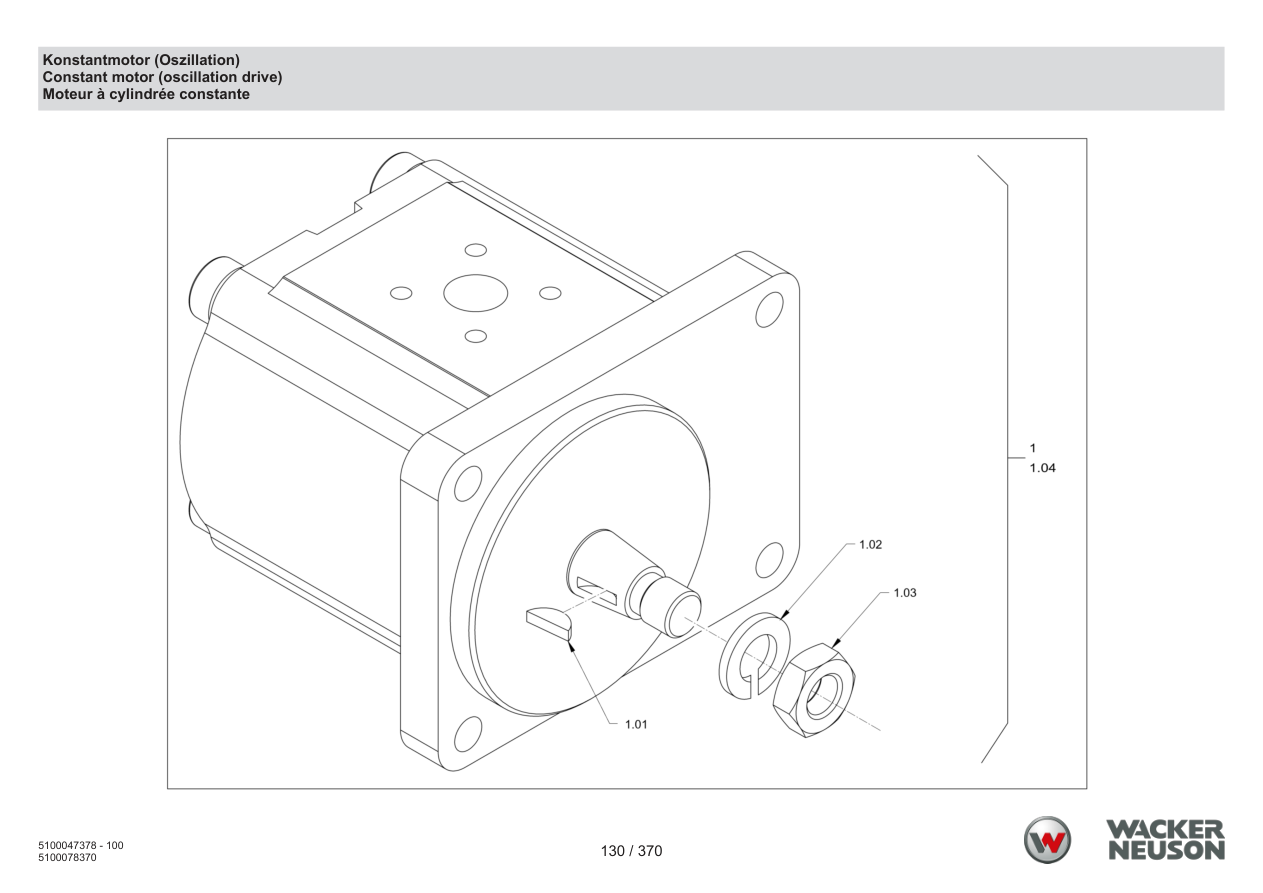 Wacker Neuson RD24-100 Roller Constant motor (oscillation drive) parts diagram