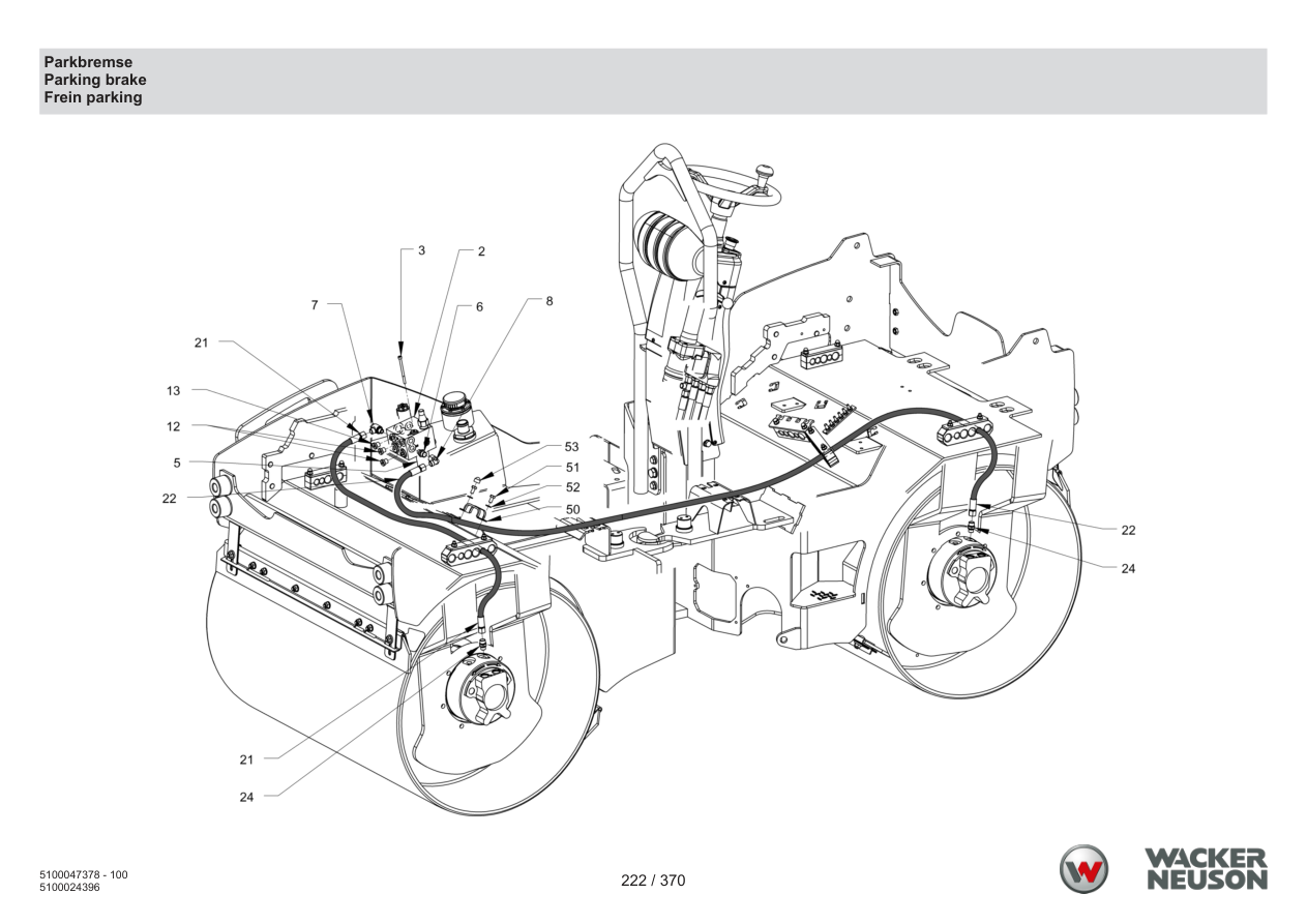 Wacker Neuson RD24-100 Roller Parking brake parts diagram