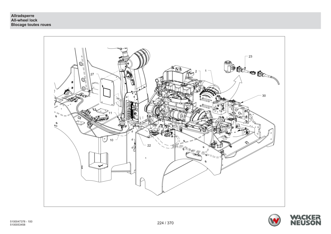 Wacker Neuson RD24-100 Roller All-wheel lock parts diagram