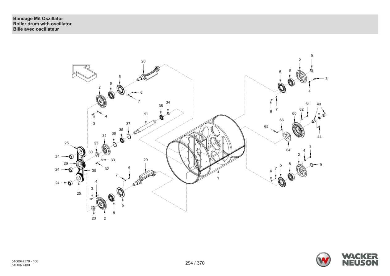 Wacker Neuson RD24-100 Roller Bandage with oscillator parts diagram