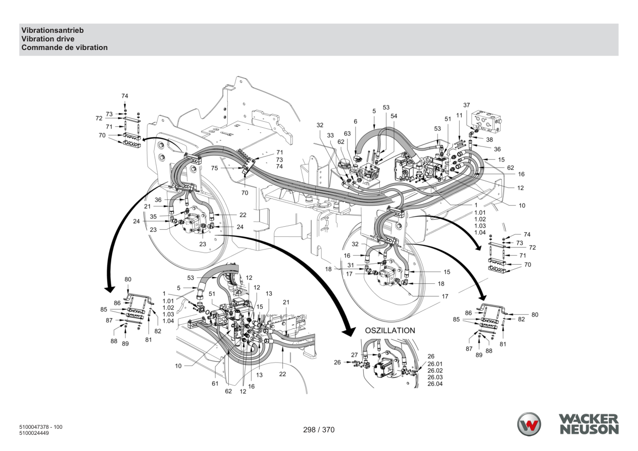 Wacker Neuson RD24-100 Roller Vibration drive parts diagram