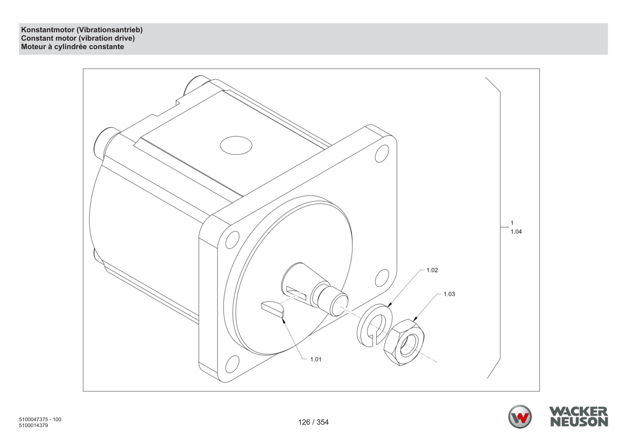 Wacker Neuson RD28-120 Roller Constant motor (vibration drive) parts diagram