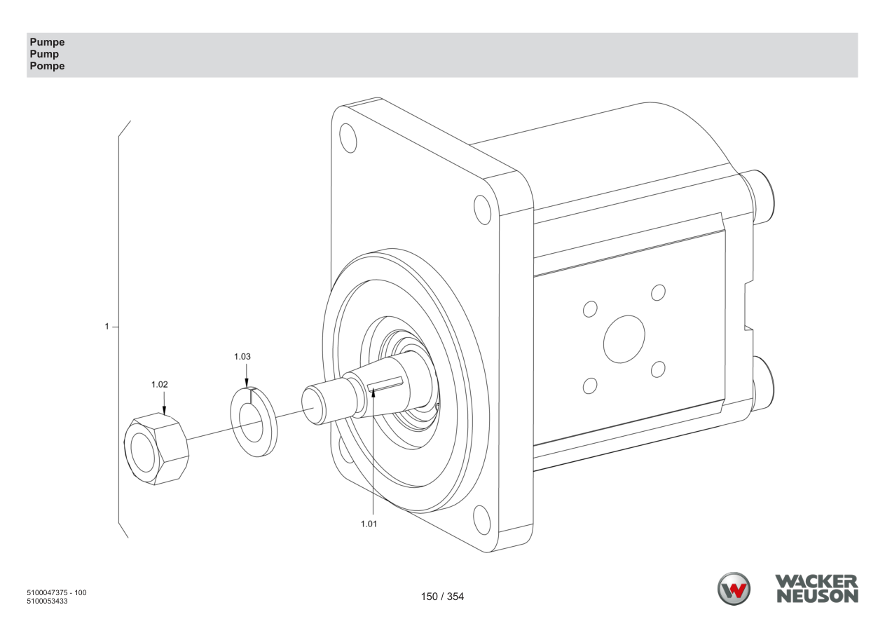 Wacker Neuson RD28-120 Roller Pump parts diagram