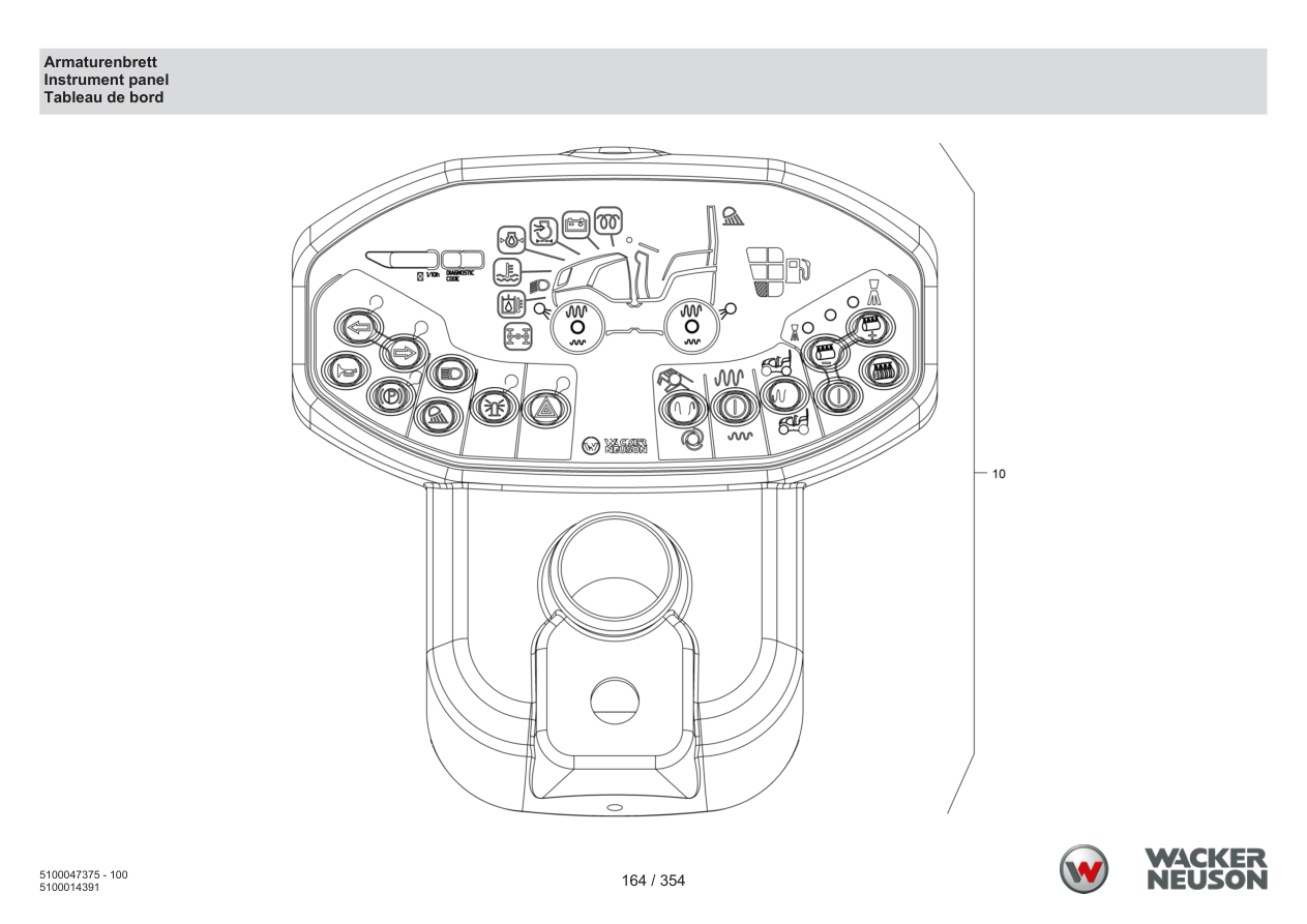 Wacker Neuson RD28-120 Roller Dashboard parts diagram