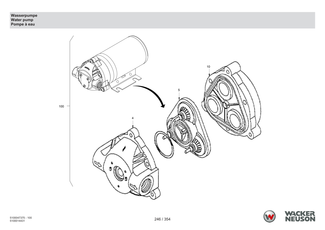 Wacker Neuson RD28-120 Roller Water pump parts diagram