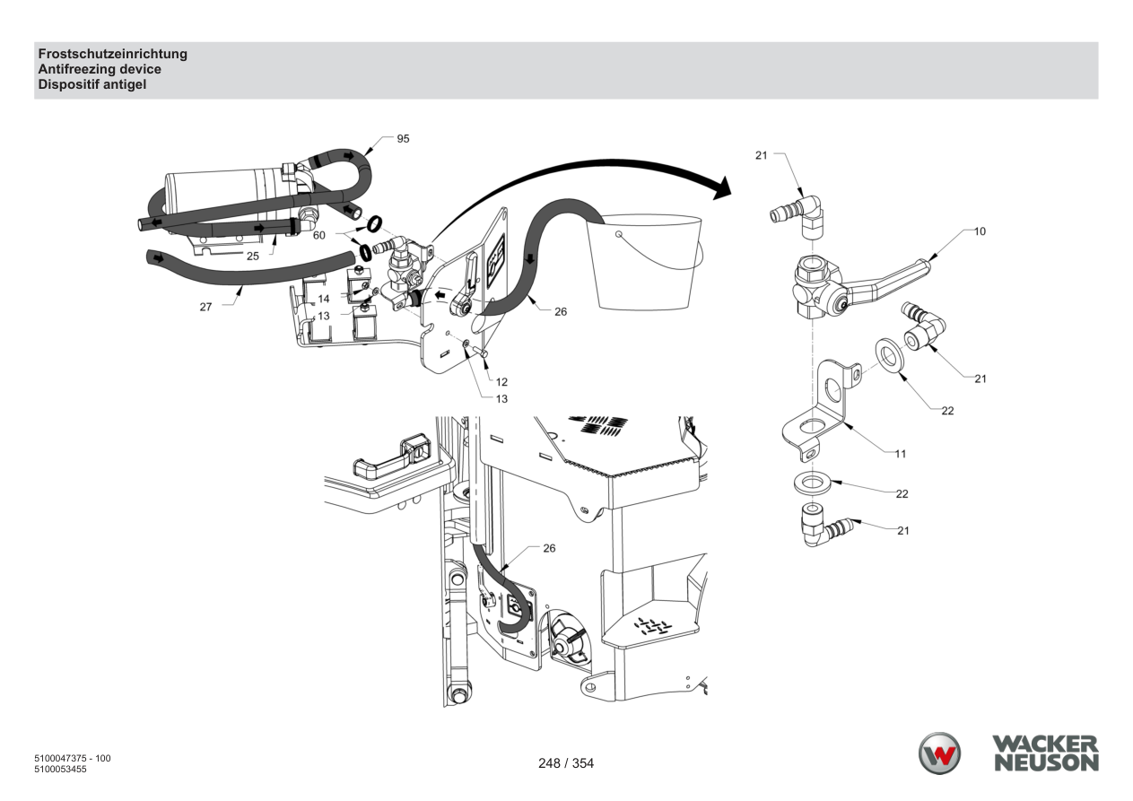 Wacker Neuson RD28-120 Roller Antifreezing device parts diagram