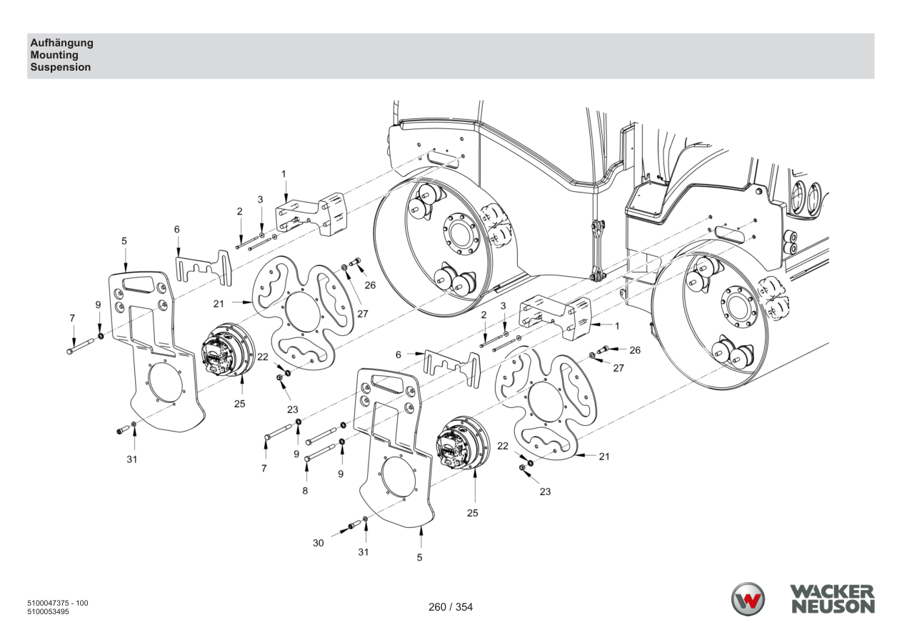 Wacker Neuson RD28-120 Roller Mounting parts diagram