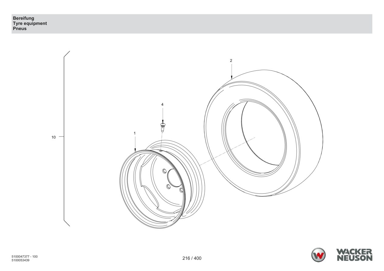 Wacker Neuson RD28-120 Roller Tires parts diagram