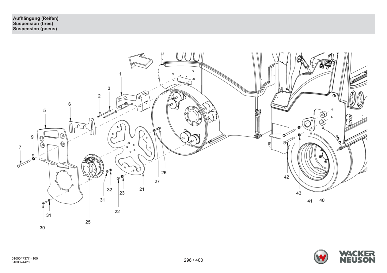 Wacker Neuson RD28-120 Roller Suspension (tires) parts diagram