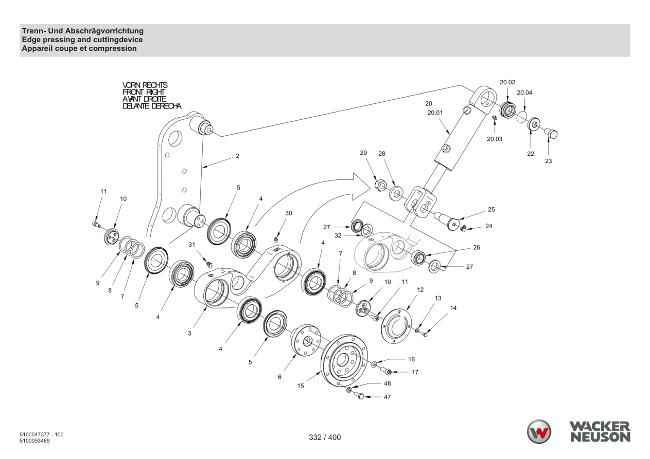 Wacker Neuson RD28-120 Roller Edge pressing and cuttingdevice parts diagram