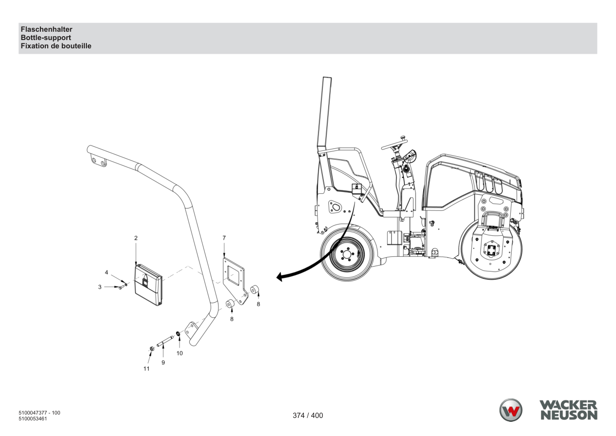 Wacker Neuson RD28-120 Roller Bottle holder parts diagram
