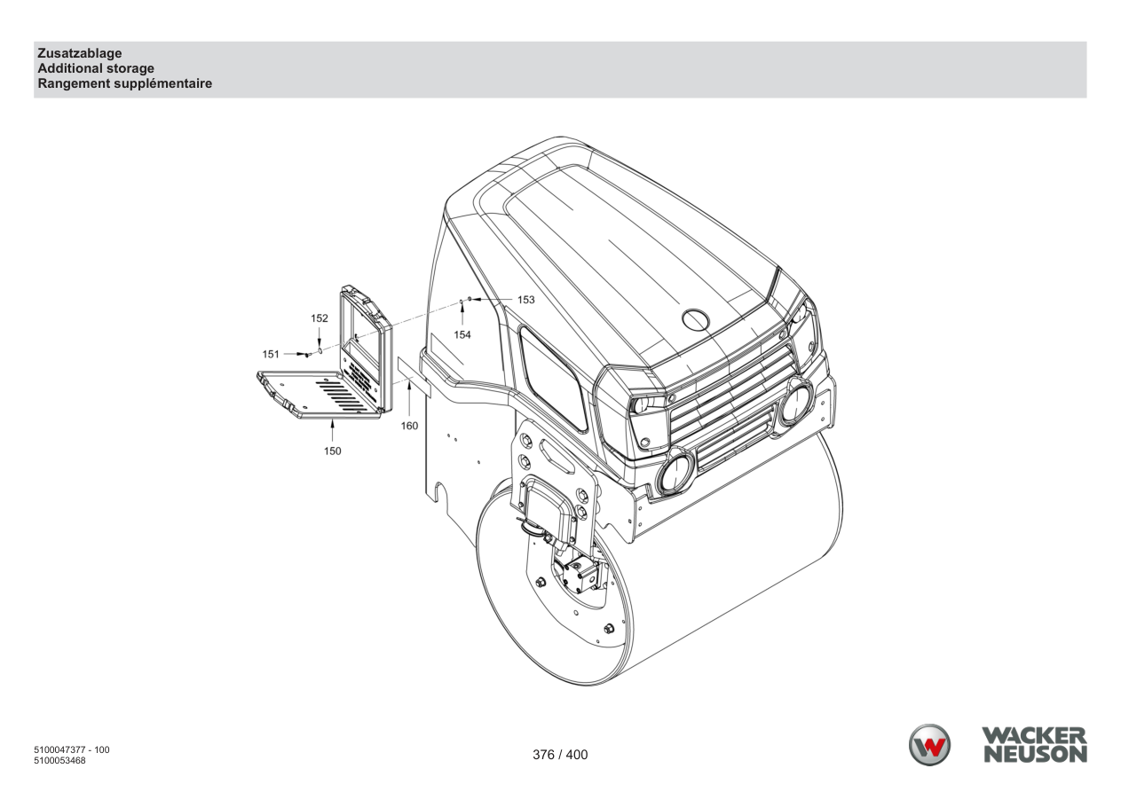 Wacker Neuson RD28-120 Roller Additional storage tray parts diagram