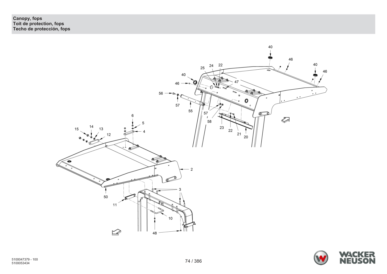Wacker Neuson RD28-120 Roller Canopy, fops parts diagram
