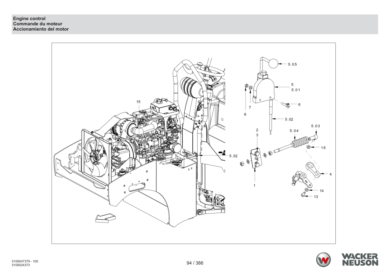 Wacker Neuson RD28-120 Roller Engine control parts diagram