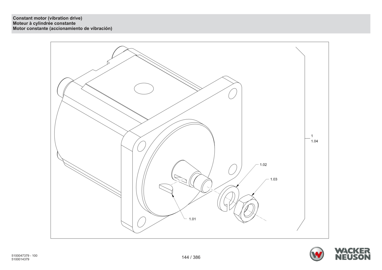 Wacker Neuson RD28-120 Roller Constant motor (vibration drive) parts diagram