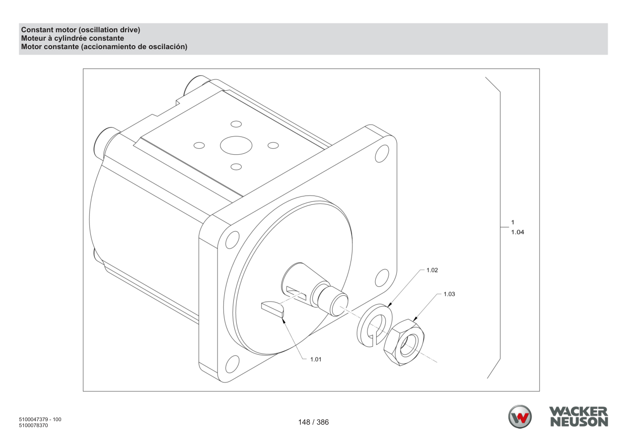 Wacker Neuson RD28-120 Roller Constant motor (oscillation drive) parts diagram